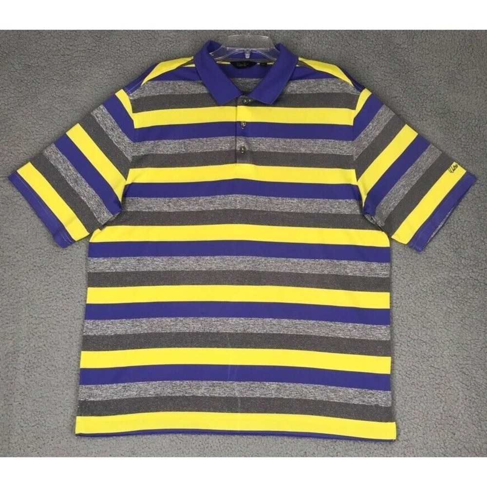 Walter Hagen Polo Shirt Mens Size XL Short Sleeve Golf Casual Multicolor Striped